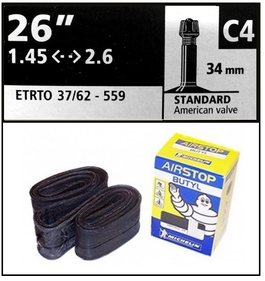 CAMARA BICICLETA MICHELIN 26-145-260 STANDARD C4 34mm